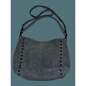 Loeffler Randall Gray Hobo Suede Black Studded Shoulder Crossbody Bag